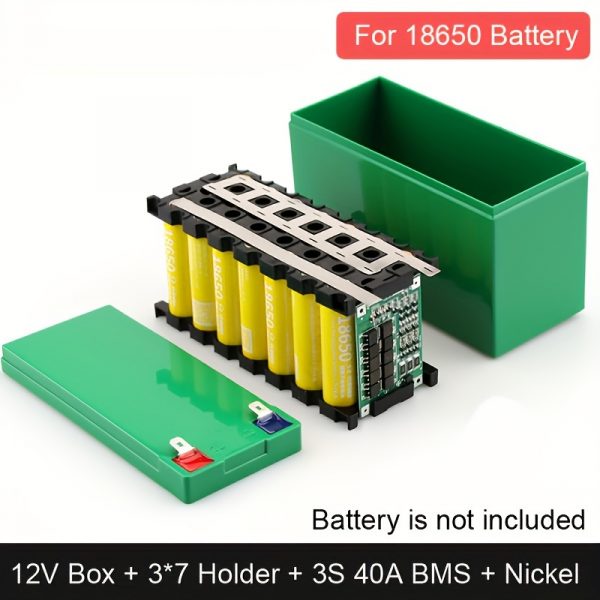 Caja de almacenamiento de batería de 12V para ensamblaje de paquete de batería de litio 3*7 18650 con placa de protección BMS 3S 40A, soporte de batería de plástico ABS, reemplazable para batería de plomo ácido de 12V - Imagen 2