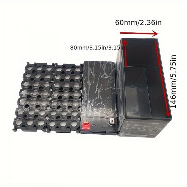 Caja de almacenamiento de batería de 12V para ensamblaje de paquete de batería de litio 3*7 18650 con placa de protección BMS 3S 40A, soporte de batería de plástico ABS, reemplazable para batería de plomo ácido de 12V - Imagen 4