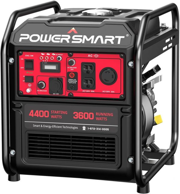 PowerSmart Generador inversor alimentado a gas, 4400 W 120 V de potencia