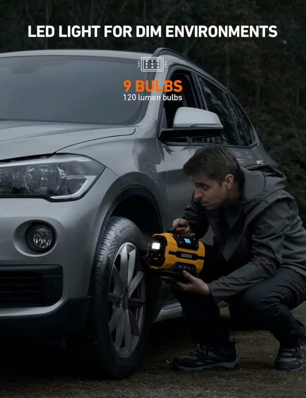 AstroAI - Compresor aire portátil, inflar neumáticos,150 PSI, 12 V CC, 110 V CA - Imagen 14
