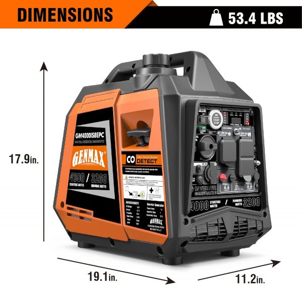 GENMAX Generador portátil, motor de gas ultra silencioso de 145 cc de 4000 W - Imagen 7
