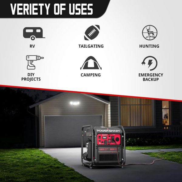 PowerSmart Generador inversor alimentado a gas, 4400 W 120 V de potencia - Imagen 3