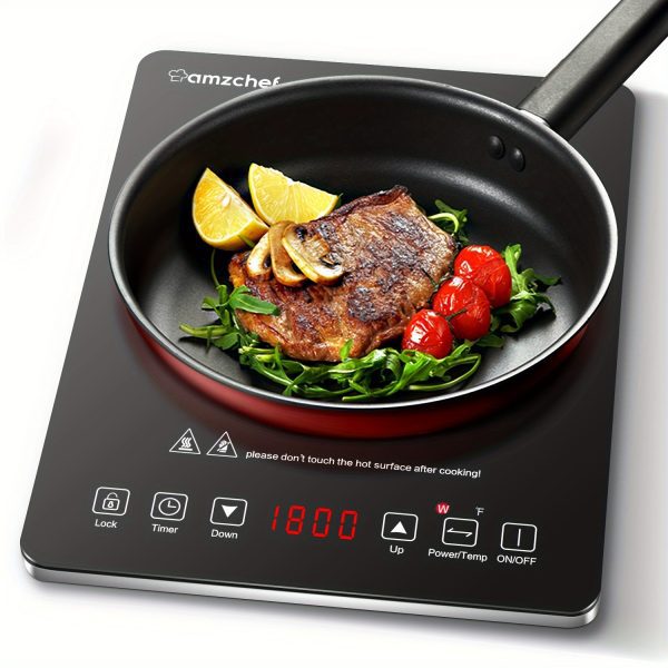 Placa de Inducción Portátil AMZCHEF 1800W Quemador de Estufa de Inducción con Cuerpo Ultrafino