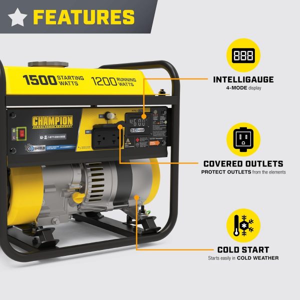 Champion Power Equipment Generador portátil de 1500 vatios con escudo de CO - Imagen 5