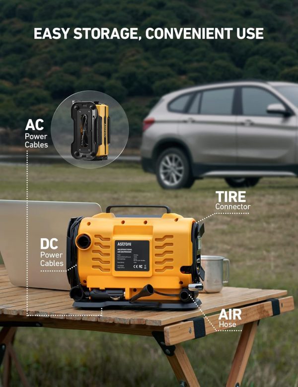 AstroAI - Compresor aire portátil, inflar neumáticos,150 PSI, 12 V CC, 110 V CA - Imagen 15