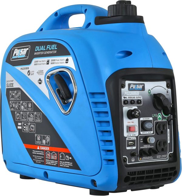 Pulsar Generador inversor silencioso de combustible dual portátil de 2,200 W