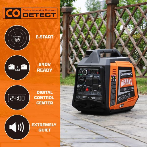 GENMAX Generador portátil, motor de gas ultra silencioso de 145 cc de 4000 W - Imagen 2
