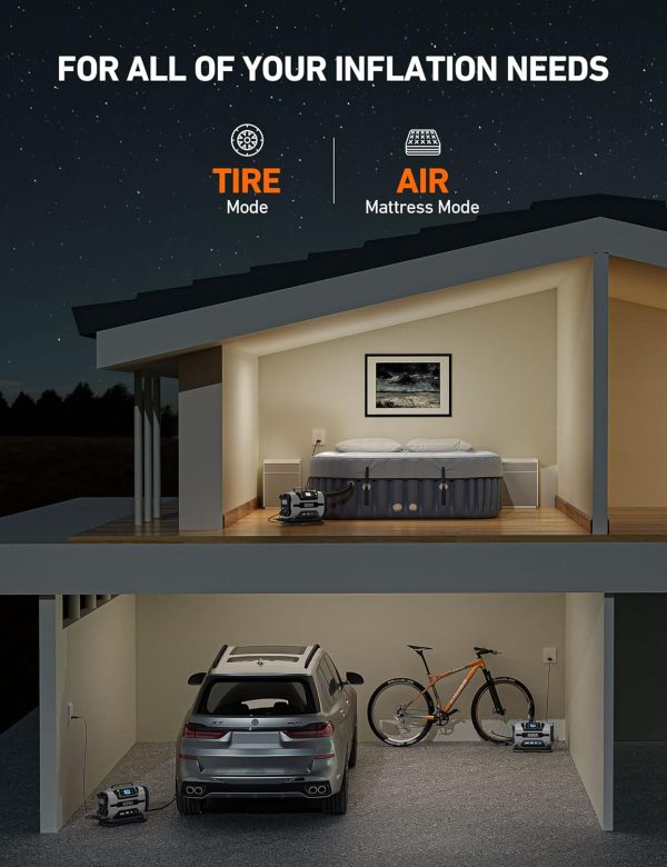 AstroAI - Compresor aire portátil, inflar neumáticos,150 PSI, 12 V CC, 110 V CA - Imagen 6