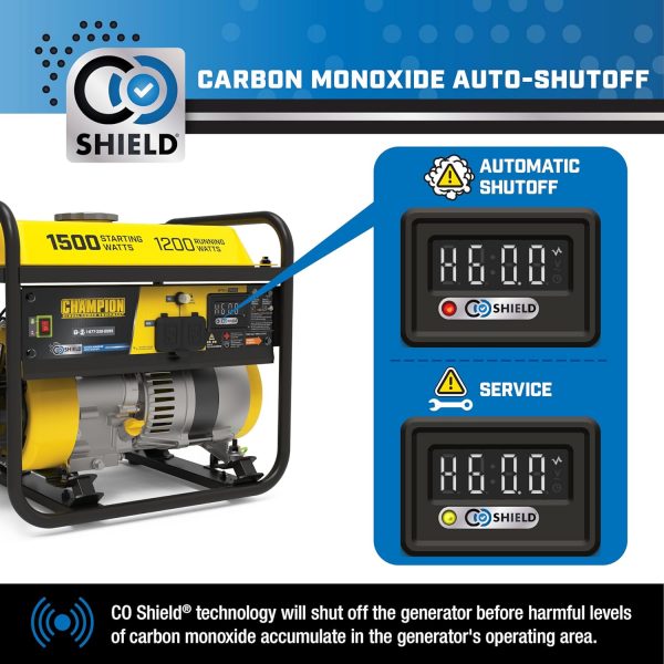 Champion Power Equipment Generador portátil de 1500 vatios con escudo de CO - Imagen 3