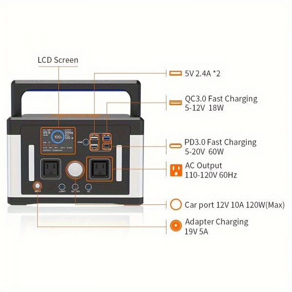 Generador solar de 700 W (pico de 1400 W) Estación de energía portátil de 577 Wh - Imagen 4