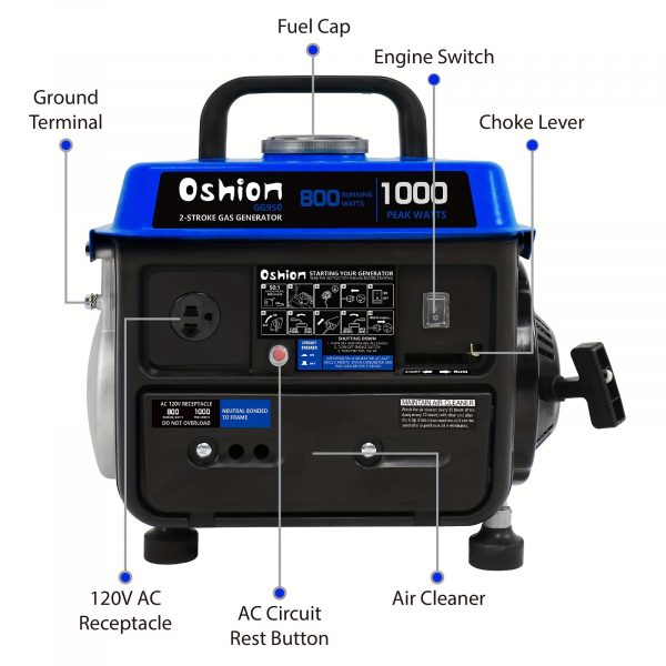 Generador de Gasolina Portátil Oshion GG950 de 1000W - Imagen 7