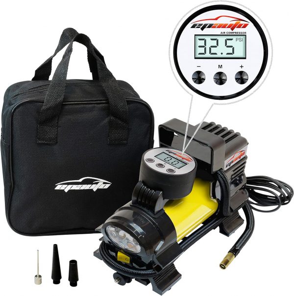 EPAuto - Bomba de compresor de aire portátil de 12 V de CC, inflador digital de neumáticos - Imagen 2