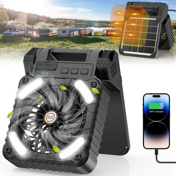 Ventilador Solar Recargable de 10400mAh para Camping - Imagen 7