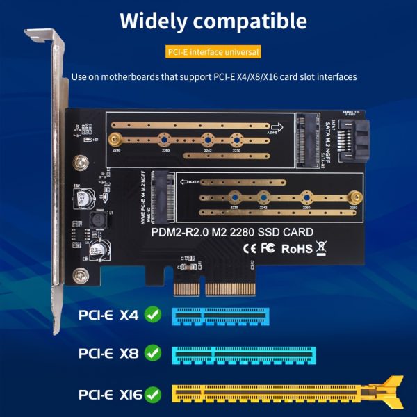 Adaptador TISHRIC Dual M.2 NVME a PCIe 4X - Llave B/M - Imagen 5