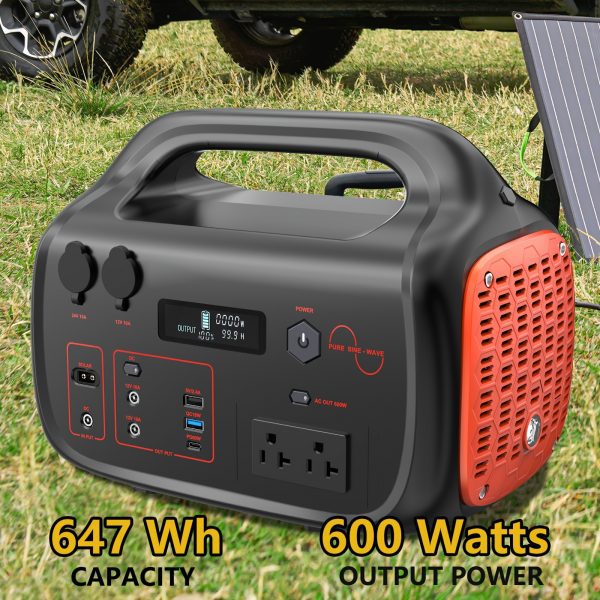 Generador solar de 647Wh 600W, estación de energía portátil con salida USB-C PD de 60W - Imagen 3