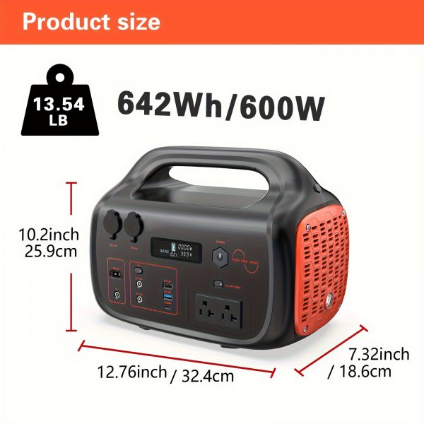 Generador solar de 647Wh 600W, estación de energía portátil con salida USB-C PD de 60W - Imagen 4
