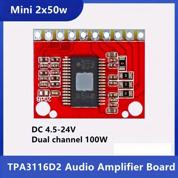 1pc Placa de amplificador de audio digital de clase D TPA3116D2, Mini 2x50W doble canal 100W por canal