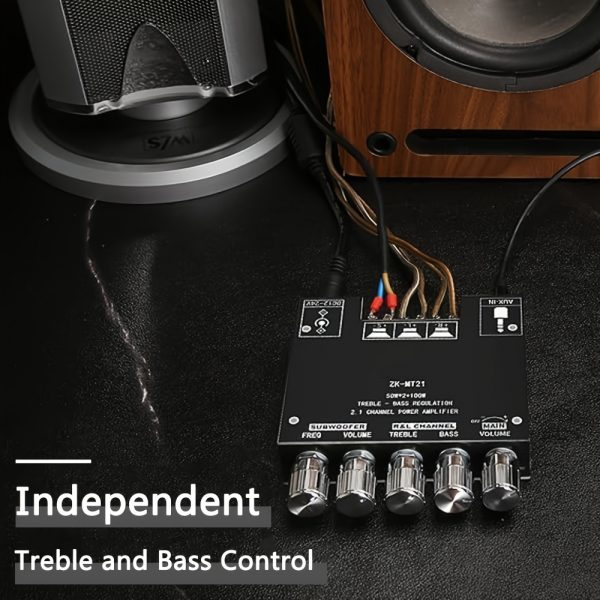 2.1 Canal Amplificador Digital Inalámbrico, Módulo Amplificador de Subwoofer con Calidad de Sonido HIFI ZK-MT21 - Imagen 2