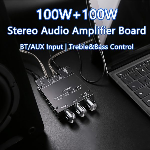 Placa de amplificador de audio estéreo dual de 100W + 100W con entrada inalámbrica y AUX - Imagen 2