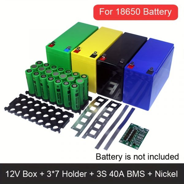 Caja de almacenamiento de batería de 12V para ensamblaje de paquete de batería de litio 3*7 18650 con placa de protección BMS 3S 40A, soporte de batería de plástico ABS, reemplazable para batería de plomo ácido de 12V - Imagen 3