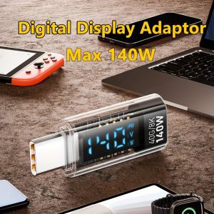 Adaptador transparente con pantalla LED de 140 W como máximo Adaptador USB C Conector tipo C a USB C