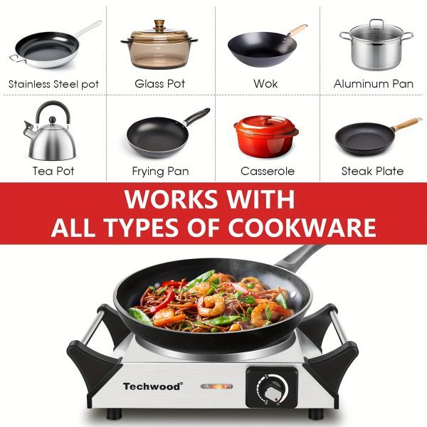 Placa caliente Techwood, cocina eléctrica para cocinar - Imagen 4