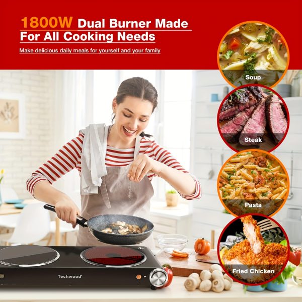 Placa de cocina eléctrica Techwood de 1800 W para cocinar - Imagen 7
