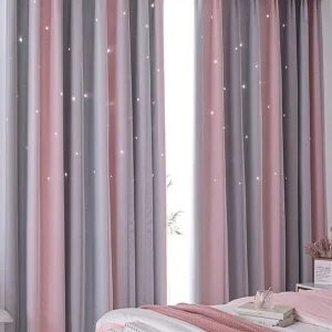 1pc Star Stripe Double-Layer Curtain For Bedroom