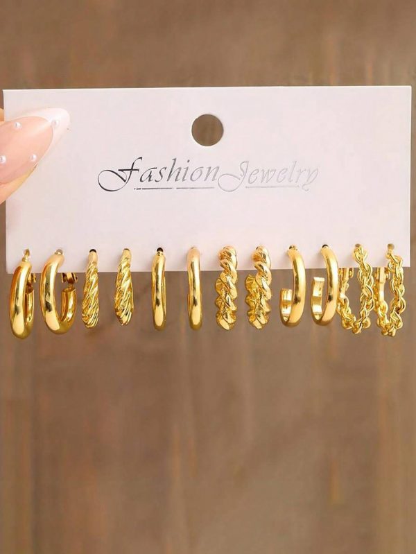 48-12 Pieces Faux Pearl Multi-Layered Wide Twist Earrings - Imagen 14