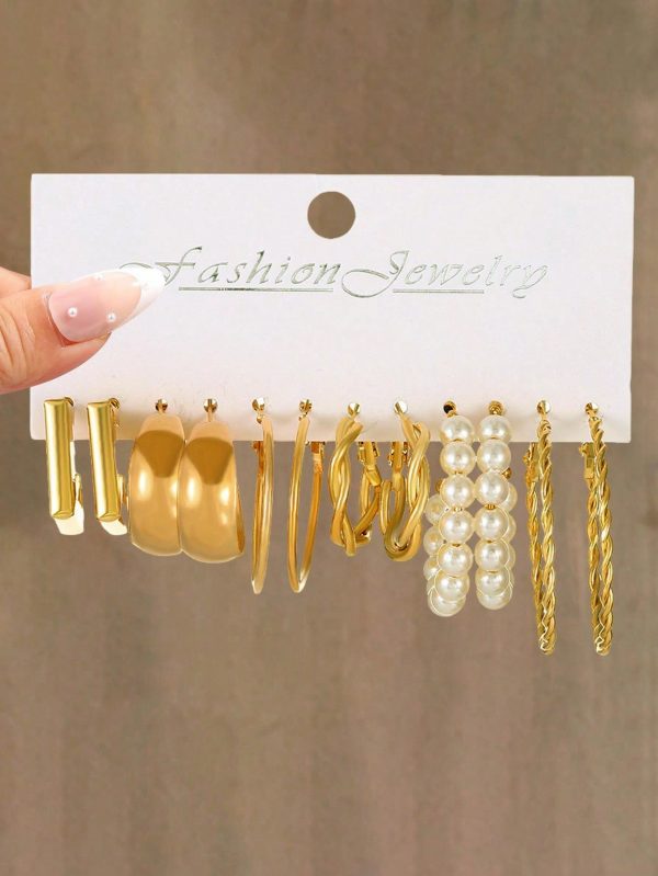 48-12 Pieces Faux Pearl Multi-Layered Wide Twist Earrings - Imagen 16