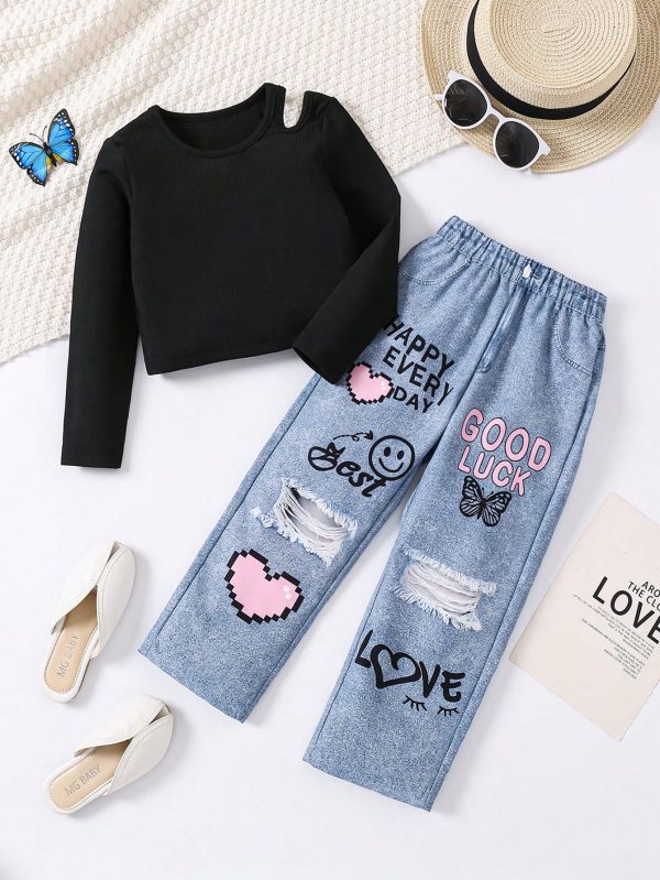 SHEIN Young Girl And Young Girl 2pcs/Set Casual Street Chic Short - Imagen 6