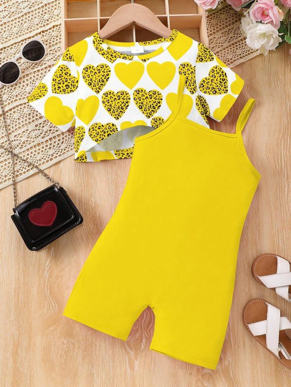 Young Girl Casual Cute Simple Heart Round Neck Short - Imagen 7