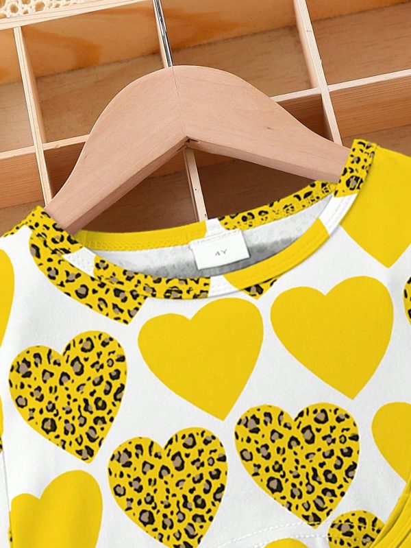 Young Girl Casual Cute Simple Heart Round Neck Short - Imagen 8