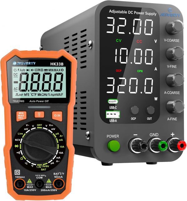 DC Power Supply Variable 0-30V 0-10A Adjustable + 2000 Counts Multimeter Tester