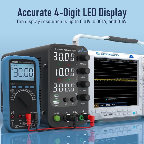 DC Power Supply Variable 0-30V 0-10A Adjustable + 2000 Counts Multimeter Tester - Imagen 4