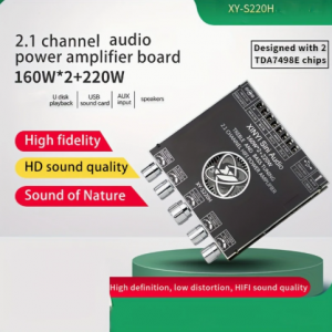 1pc Placa Amplificadora de Audio de 2.1 Canales XY-S220H con TDA7498 & SuperTPA3116, 160W*2 + 220W Sonido de Alta Fidelidad, Baja Distorsión, Sonido HD de la Naturaleza, Altavoces de Reproducción, Tarjeta de Sonido, Altavoces, Chips, Alimentado por DC, Conectividad de Altavoces | Diseño Eficiente | Componentes Robustos